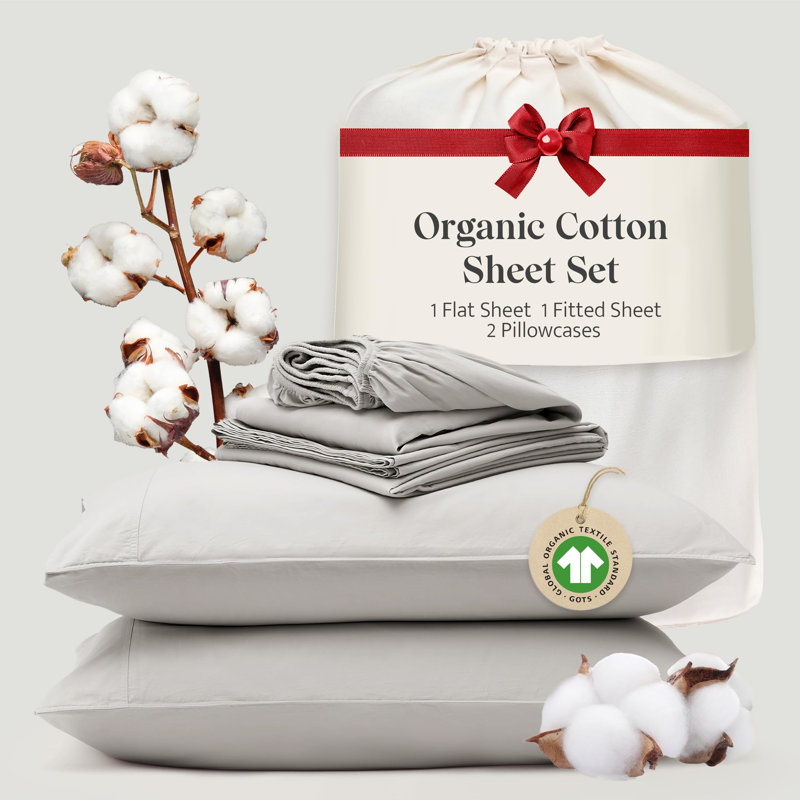 Ensemble de draps 100% coton double point, Ensemble de draps pour très grand lit avec 2 taie, Ciel d'hiver