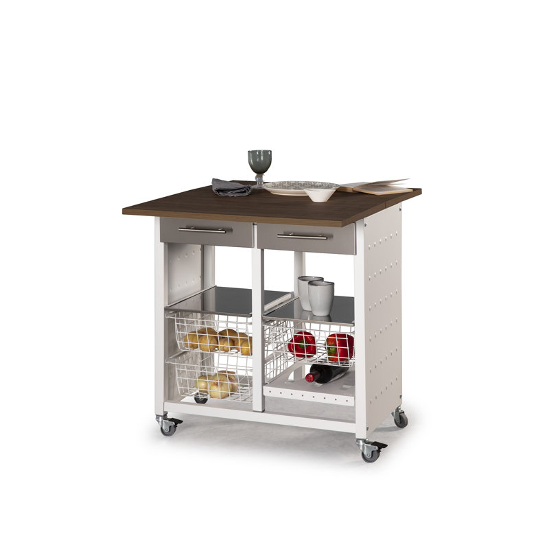 28 " W Kitchen Island, Brown/White
