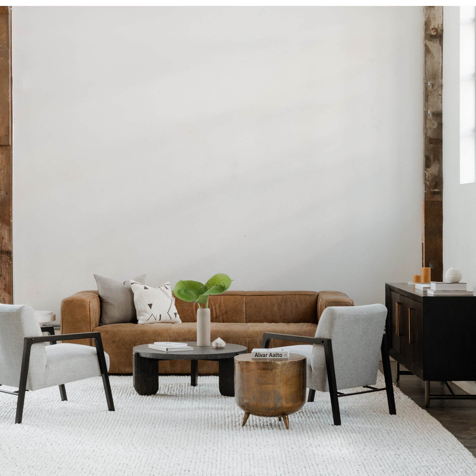 Dillington 101'' Leather Sofa, Cappuccino Genuine Leather