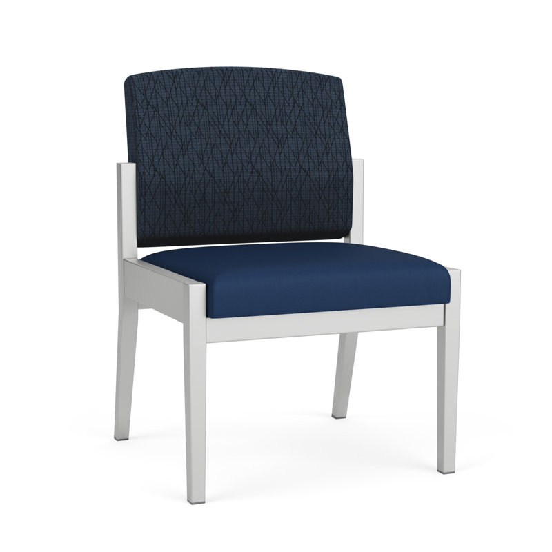 Chaise d'invité sans accoudoir en acier Amherst, Argent, Portes ouvertes en tissu noir