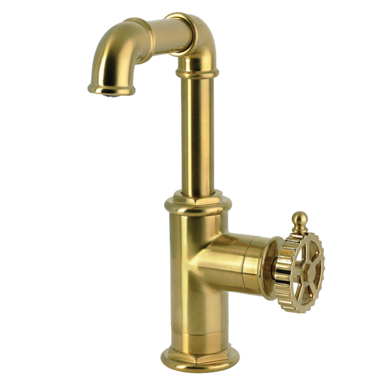 Kingston Brass Fuller One-Handle 1-Hole Bathroom Faucet with Push Pop-Up Drain, Brushed Brass