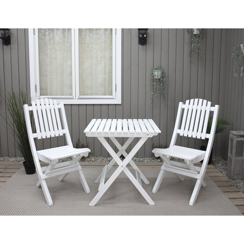 Klinger 2 - Person Wood Patio Dining Set with Square Table, White