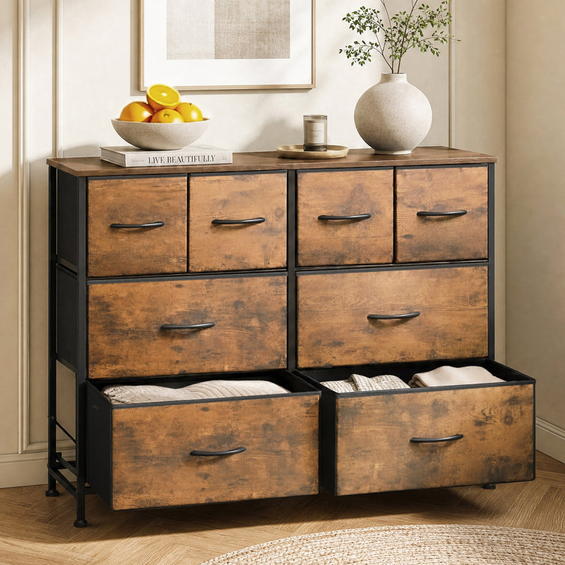 Ojaswi 8-Drawer Double Dresser for Bedroom, 39.4'' Wide Dresser With Sturdy Frame, Chest of Drawers for Living Room, Closet, Entryway