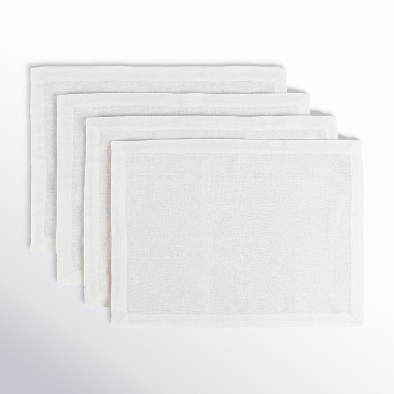 Over&Back 100% Linen Woven Placemats, Set of 4, Ivory