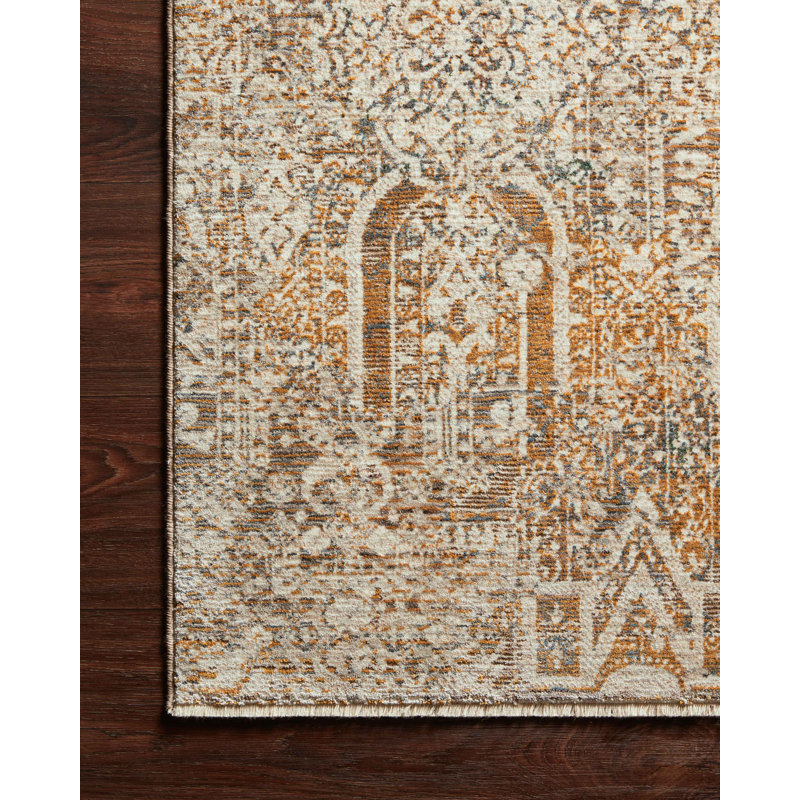 Tapis brun/ivoire tissé à la machine Varena, Rectangle 2 pi 3 po x 3 pi 10 po