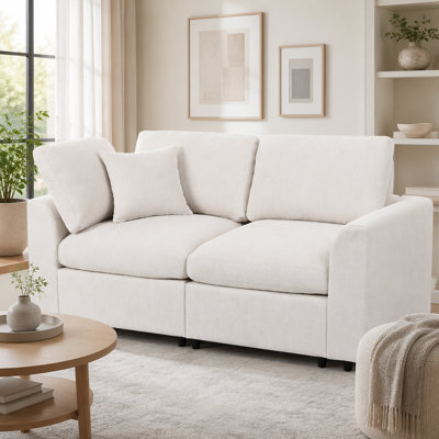 Canapé moderne de 72,8 po avec tissu en chenille doux et structure en bois massif