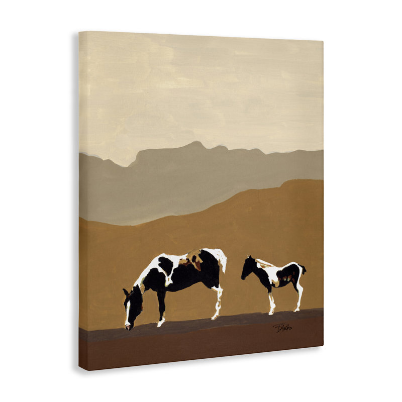 Toile Modern Mountains Horses, design par Patricia Pinto, H 30 po x l 24 po