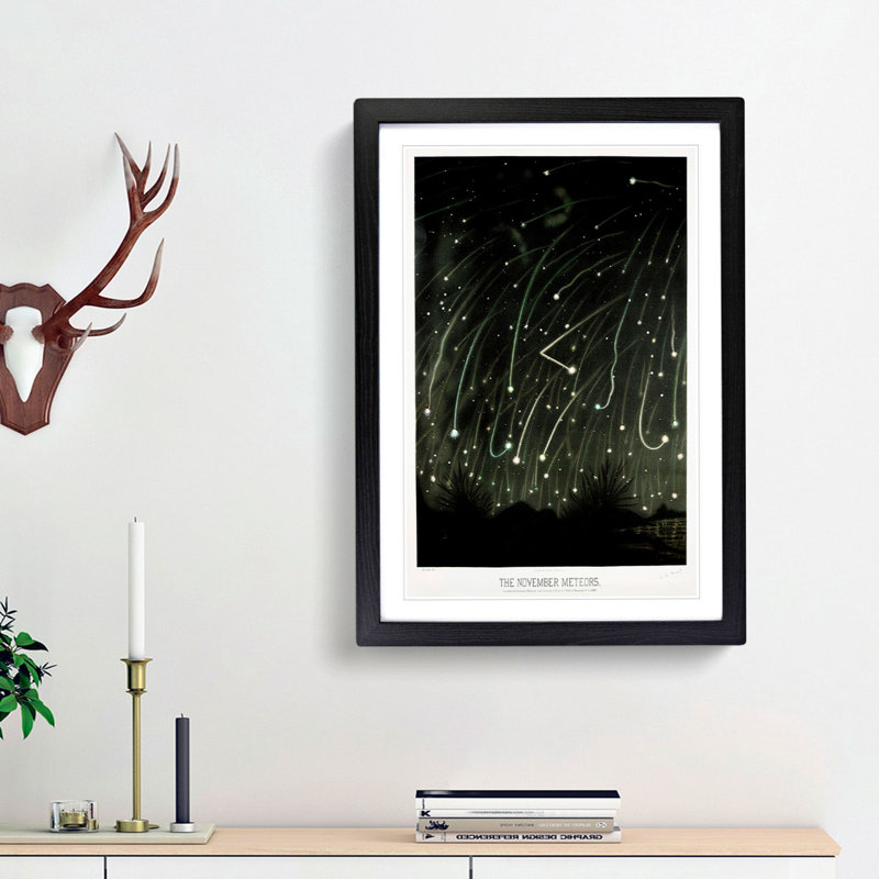 November Meteors by E. L. Trouvelot - Framed Print, 36cm H x 27cm W x 2cm D, Black Framed