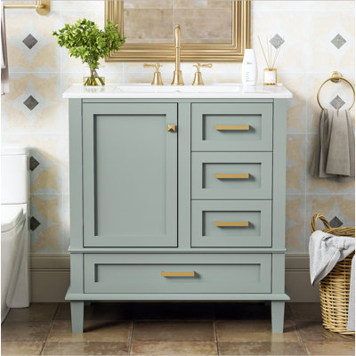 Ensemble de meuble-lavabo moderne avec lavabo 30 po, meuble-lavabo moderne avec porte à fermeture douce et 3 tiroirs
