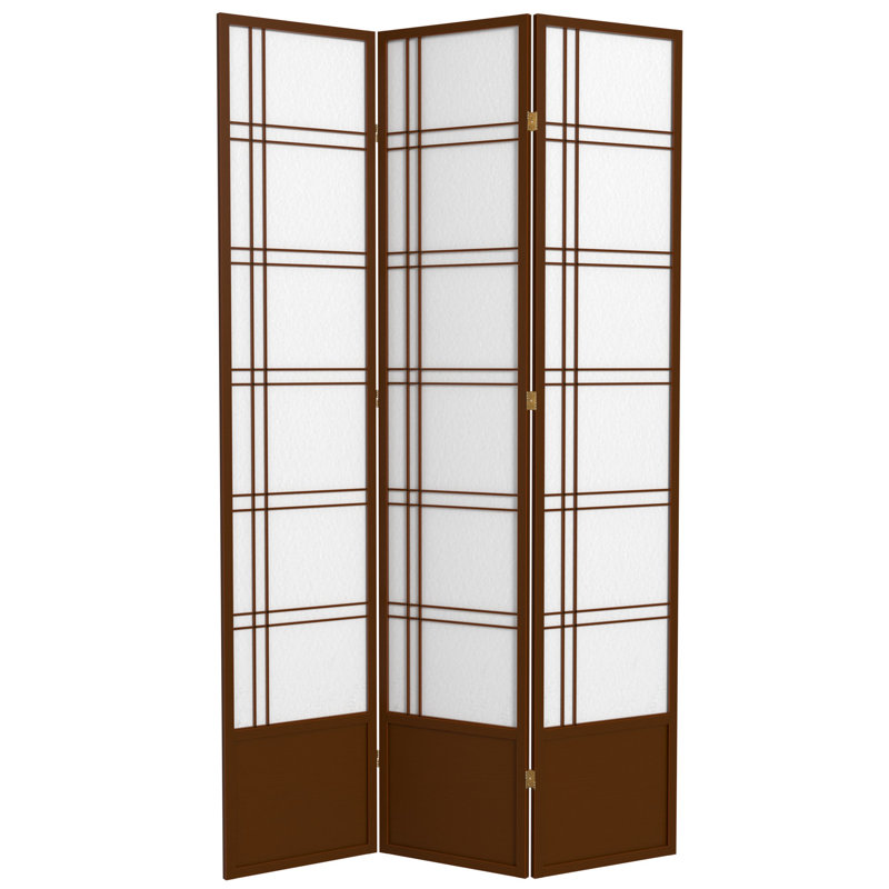 Cloison pliante Keitez, 3 panneaux, Noyer