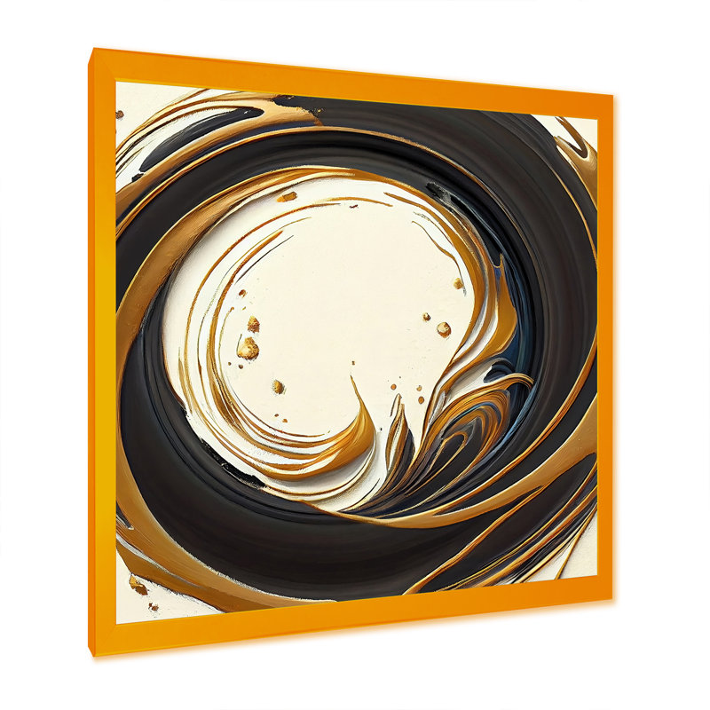 Gold Glamour Circle 1 I - Impression sur toile, H 24 po x l 24 po x P 1 po, Cadre photo doré