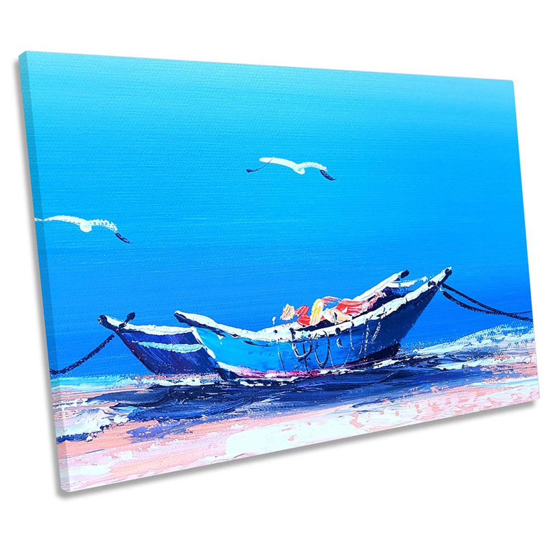 Fishing Boats Seascape - Wrapped Canvas Painting, 30.5cm H x 45.7cm W x 2cm D