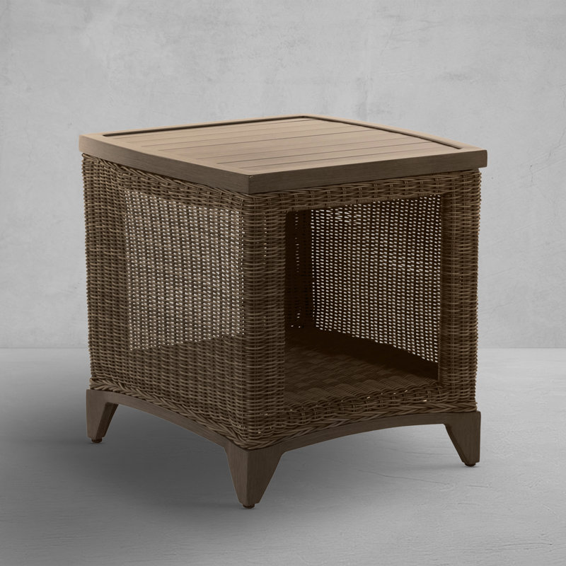 Astoria Outdoor Side Table, Raffia/Oak
