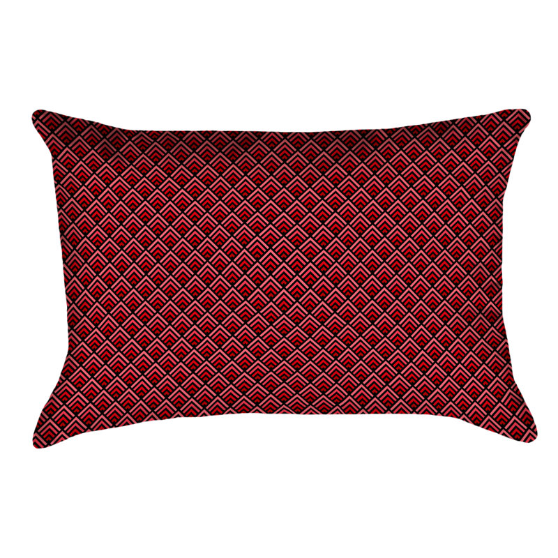 Coussin Katelyn Elizabeth, Faux lin, Noir / rouge