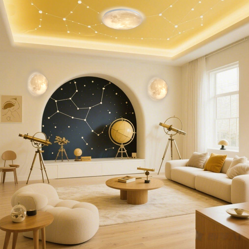 15" Moon Surface LED Ceiling/Wall Light – Adjustable Color Temp, Dimmable, ETL-Certified