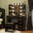 Vanity Table With Mirror And Lights, Vanity Desk And Cushioned Stool Set With Charging Station, Storage Drawers And Transparent Tabletop For Women Girls Bedroom-1463257781