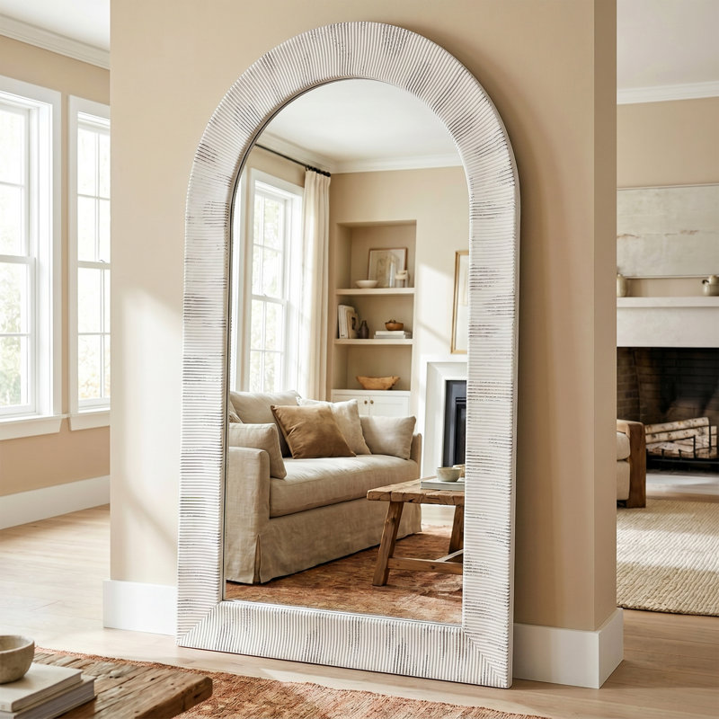 Miroir de plancher 75 po, Blanc patiné