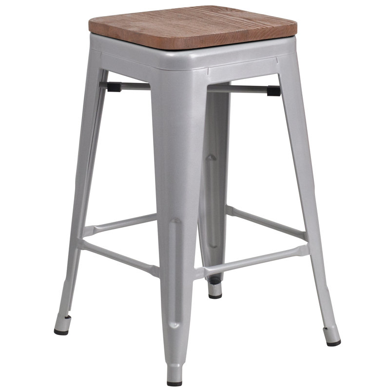 Tabouret à hauteur de comptoir 24 po Gladus, Argent, Tabouret de comptoir (assise de 24 po de hauteur), 1