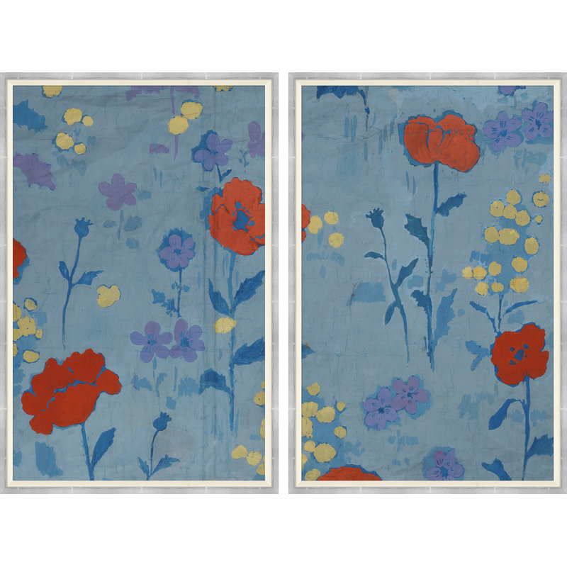 «Poppies Diptych (Var. 1)» par Paule Marrot - reproduction de cadre photo simple 2 pièces