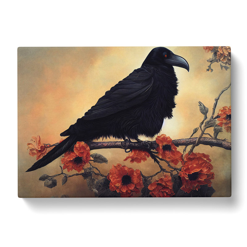 Magnetic Raven Bird - Wrapped Canvas Print, 50cm H x 76cm W x 3cm D