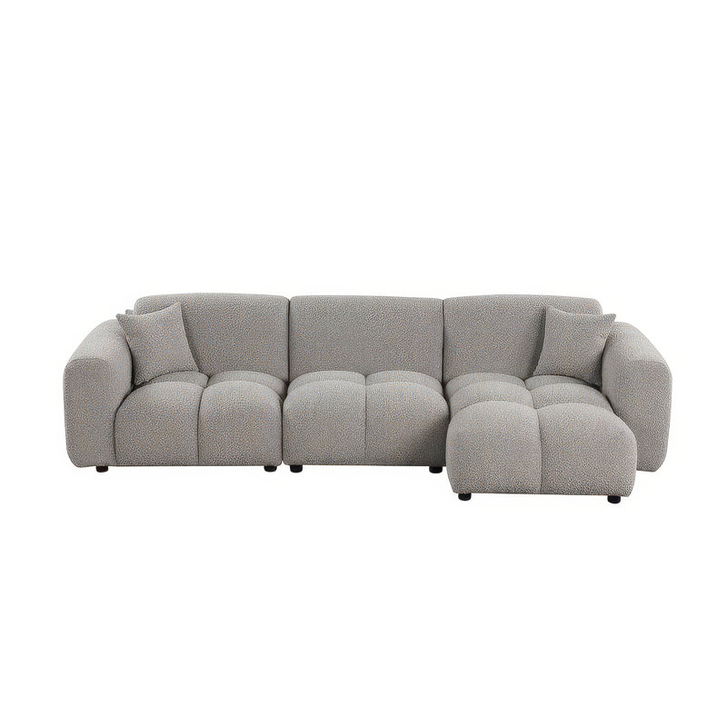 Bella Sectional, Gray Boucle