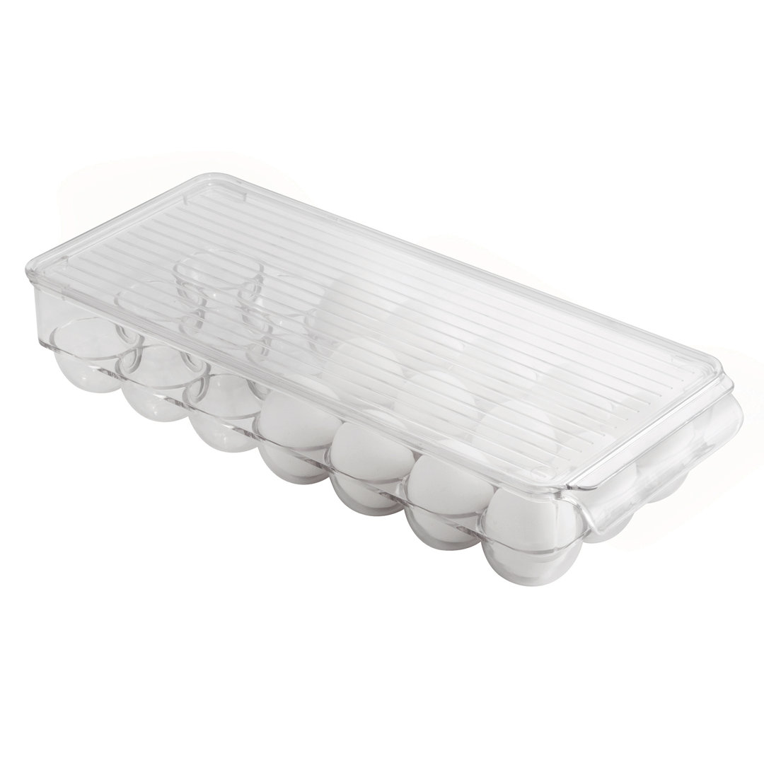 iDesign Plastic Egg Holder Fridge Organizer with Front Handle - 14.57" x 6.25" x 3", Clear iDesign