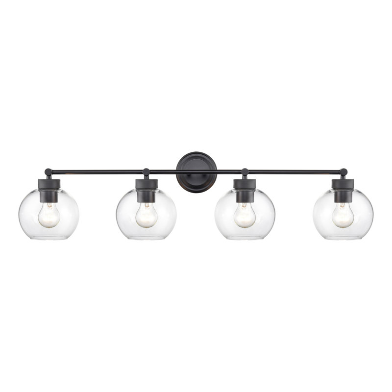 Breakwater Bay Aeyla 4 Light Vanity with Clear Glass Shade, Matte Black