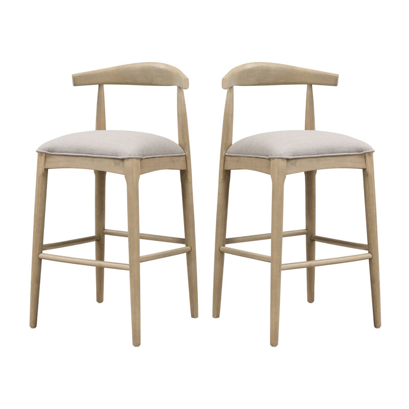 Tabouret de bar en tissu de galets (ensemble de 2), Naturel / naturel, Beige