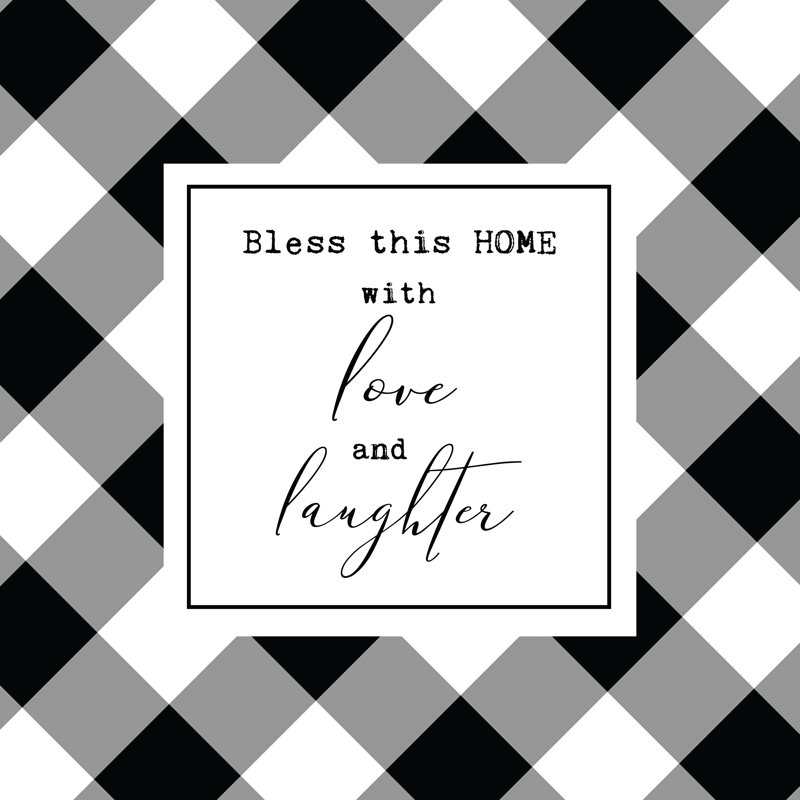 Bless This Home Buffalo Plaid - Wrapped Canvas Print, 30cm H x 30cm W x 3.8cm D
