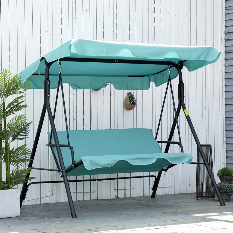 Balancelle de patio en acier à 3 sièges avec baldaquin et accoudoirs réglables