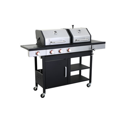 Halston Premium Dual-Fuel Charcoal Grill With Cast Iron Combo