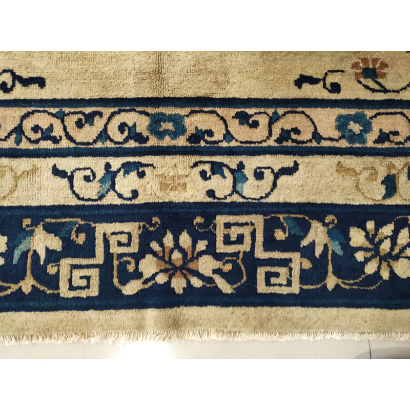 Room Size Antique Ivory Chinese Food Dog Design Peking Animal Rug
