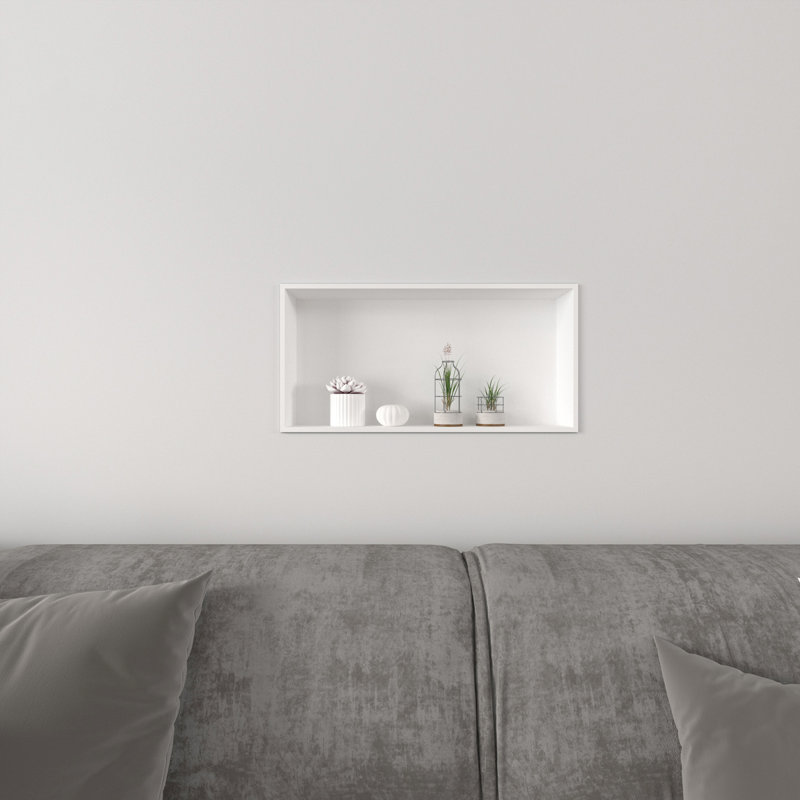 Recessed Shower Niche Stainless Steel Shower Storage, 10cm H x 61cm W x 30.5cm D, White
