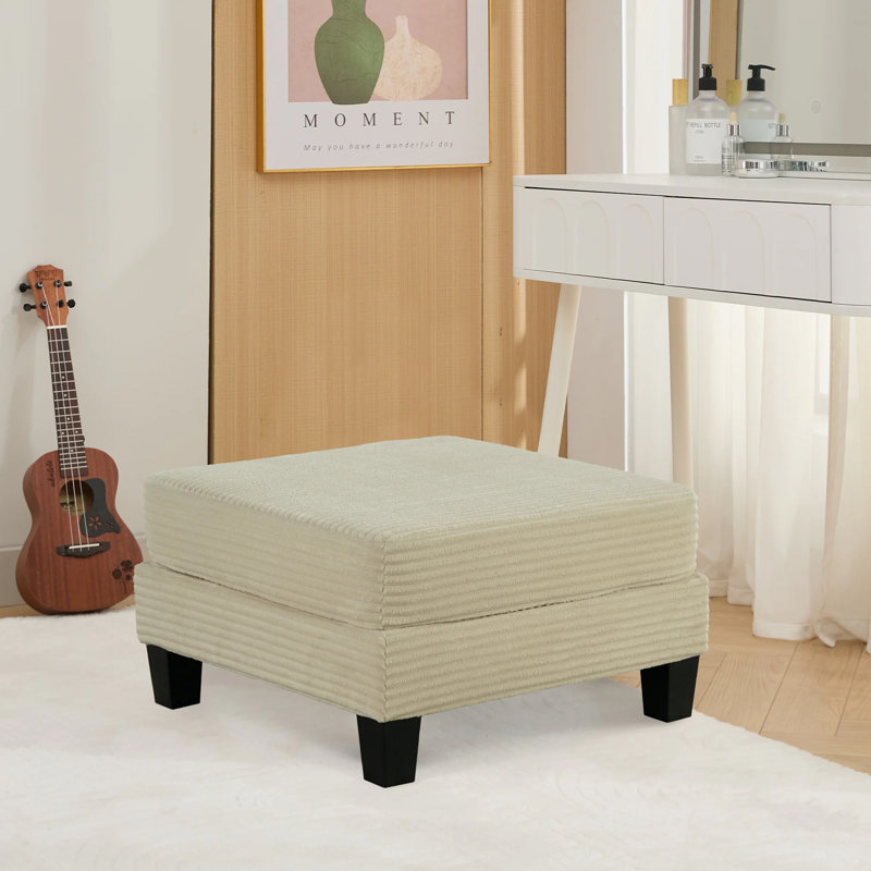 Repose-pieds contemporain l 31,4 po, beige, Rayures beiges