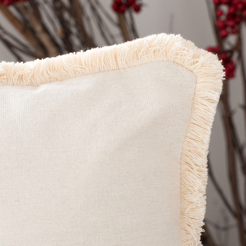 Rinley 19" Square Off-White Cotton Blend Throw Pillow