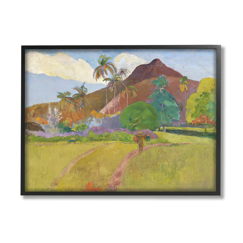 " Tahitian Landscape Gauguin " by Paul Gauguin, 11" H x 14" W x 1.5" D, Midnight Black Framed Giclee