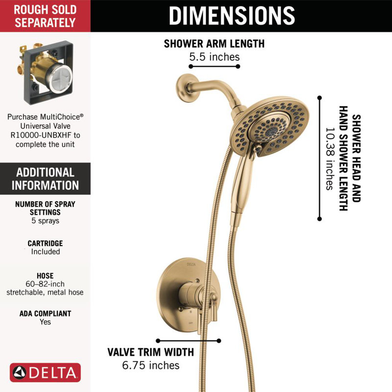 Garniture de douche SAYLOR ™ Series® 17 Series avec In2ition®, Bronze champagne