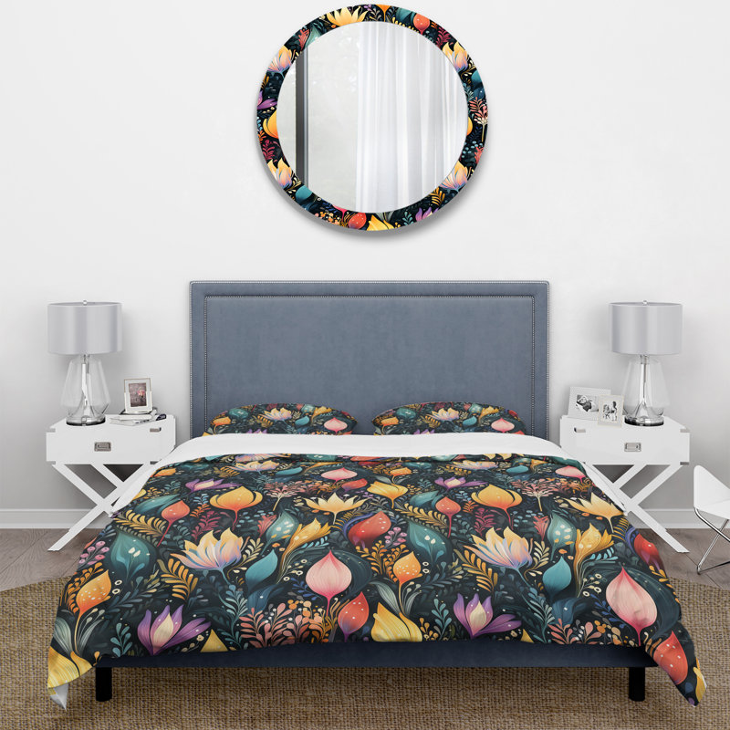 Abstract Greenery Botanical Pattern Duvet Cover, Twin Duvet Cover + 1 Standard Sham