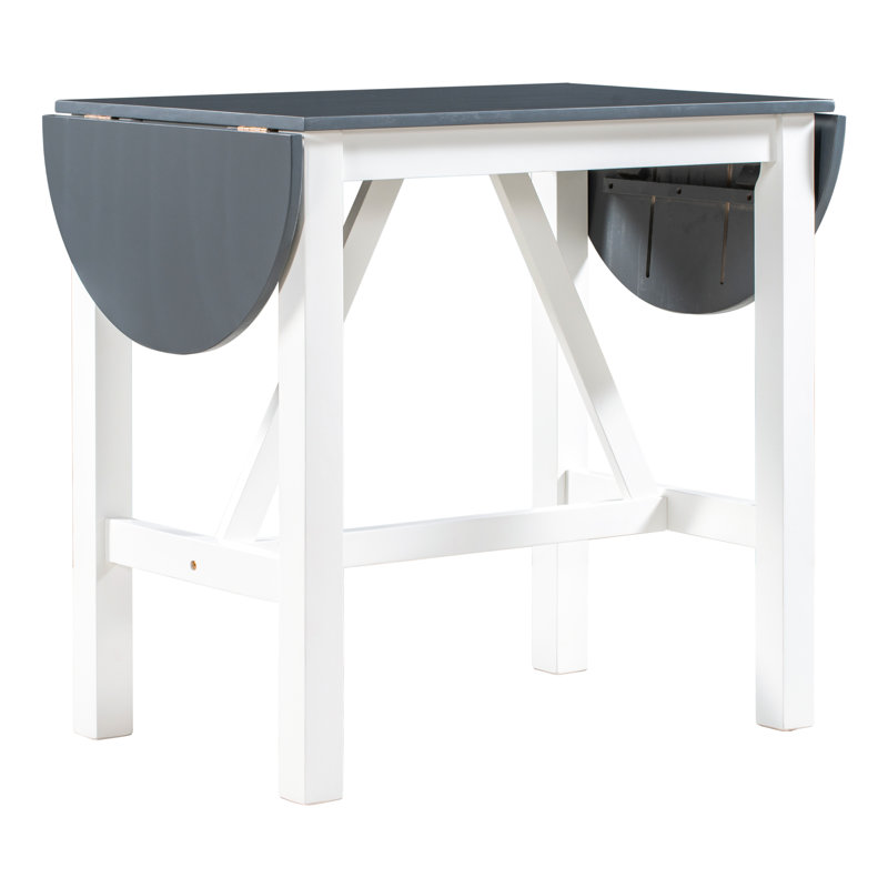 Ensemble de salle à manger 3 pièces à hauteur de comptoir, table à abattants en bois avec 2 chaises rembourrées TopMAX, blanc