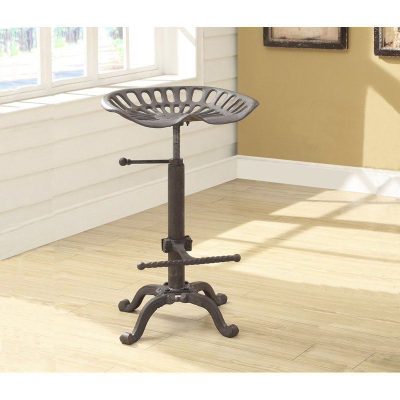 Enos Iron Adjustable Height Counter Stool with Iron Frame, Iron