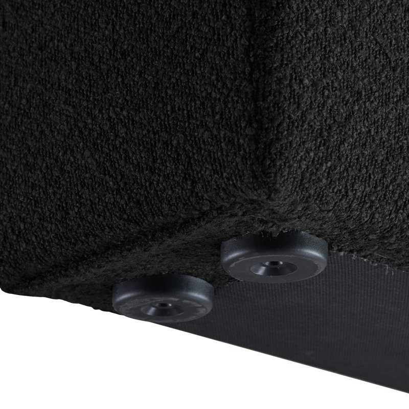 Issaias Upholstered Panel Storage Bed, King, Black Boucle Fabric