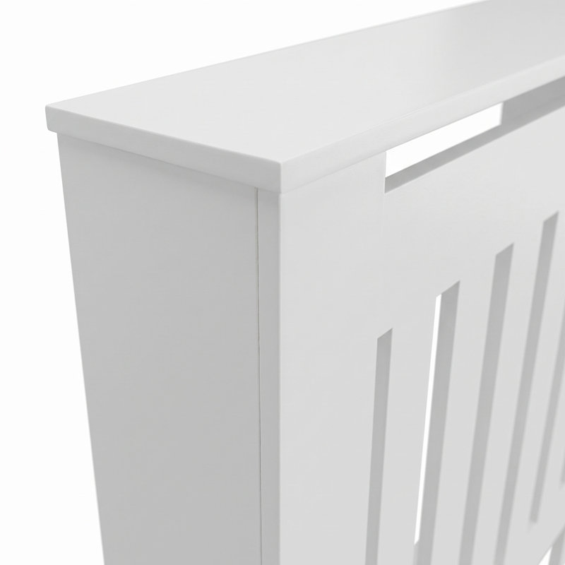 Rio Radiator Cover with Vertical Slats, Freestanding Radiator Cabinet, White, White