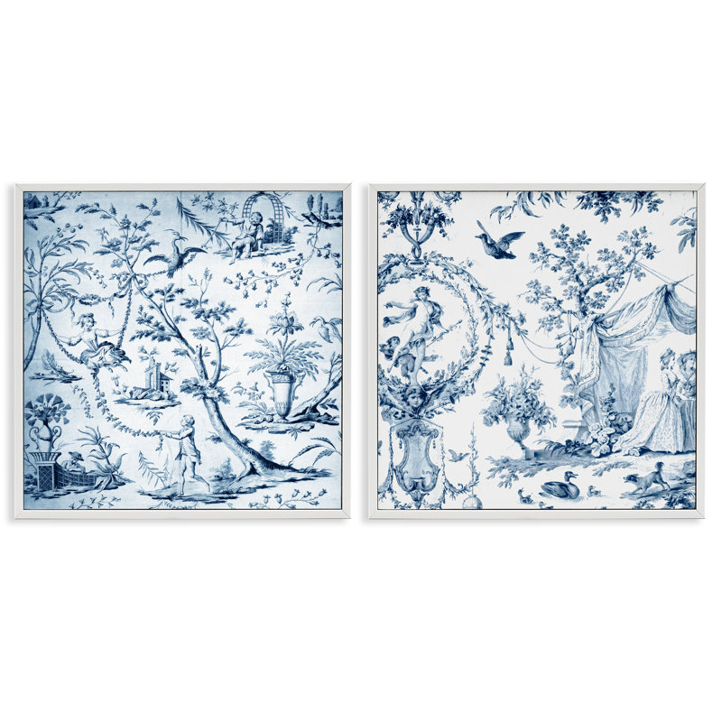 Ensemble de 2 giclées encadrées Intricate Toile Scenery, par Vintage Hustle, H 17 po x l 17 po