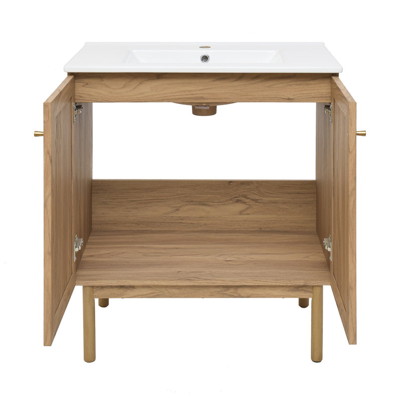 Oak Freestanding Bathroom Vanity with Sink Included