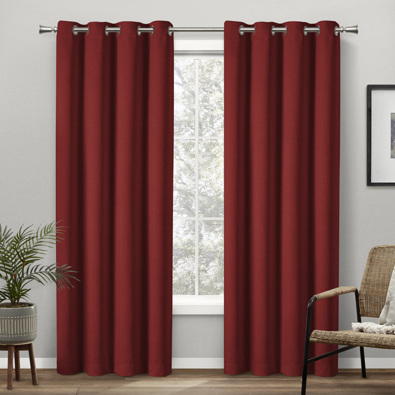 Kennith Sateen Room Darkening Curtain Pair, 52" W x 96" L, Chili