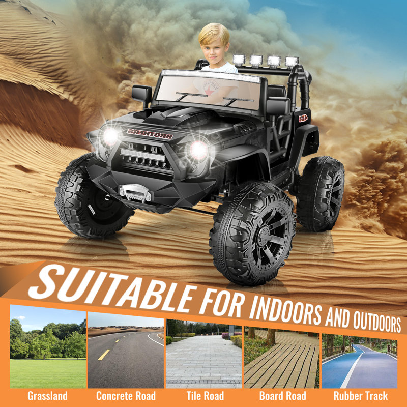 24 Volt 2 Seater All-Terrain Vehicles Battery Powered Ride On Toy with Remote Control, Black