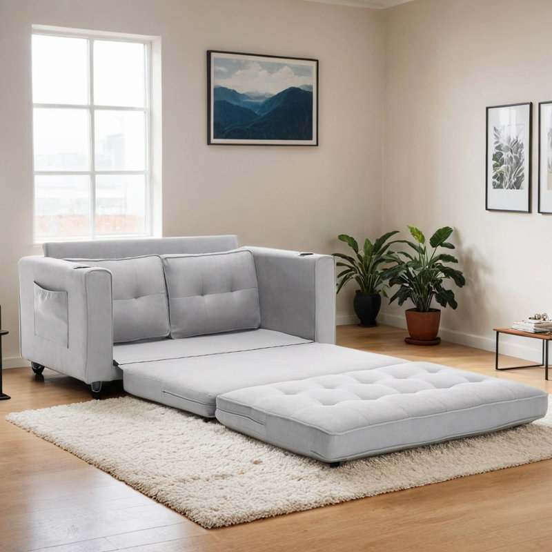 Poro Upholstered 55'' Sofa, Light Gray