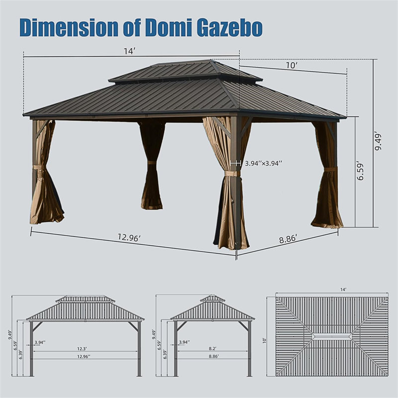 Pavillon de jardin 10 'x 14', Brun