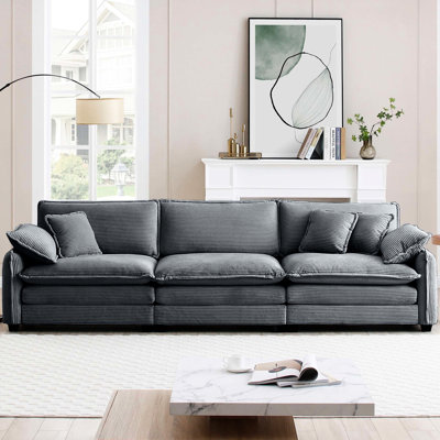 Velours côtelé gris, ensemble de sièges pour 3 personnes, conception simple et élégante, confort en mousse à mémoire de forme, quatre choix de couleurs, différents emplacements, mousse confortable, différents espaces