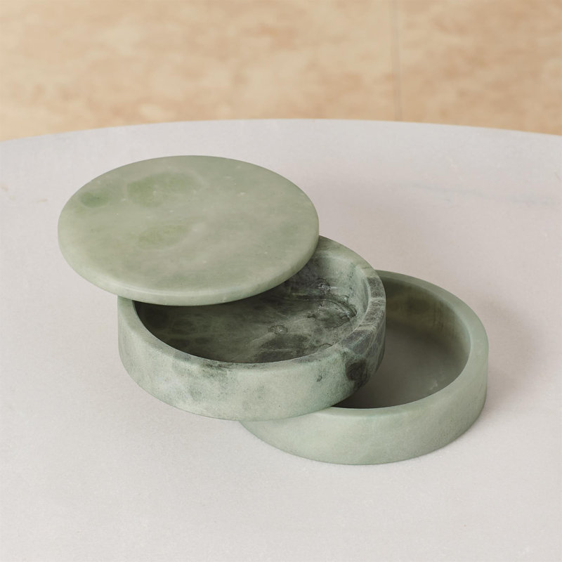Alabaster Swivel Box-Grey, Green